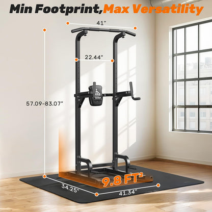 SPORTSROYALS Power Tower, Multi-Function Pull up Bar Dip Station with Upgraded Adjustable Foot Cover Equipment for Home Gym,360LBS