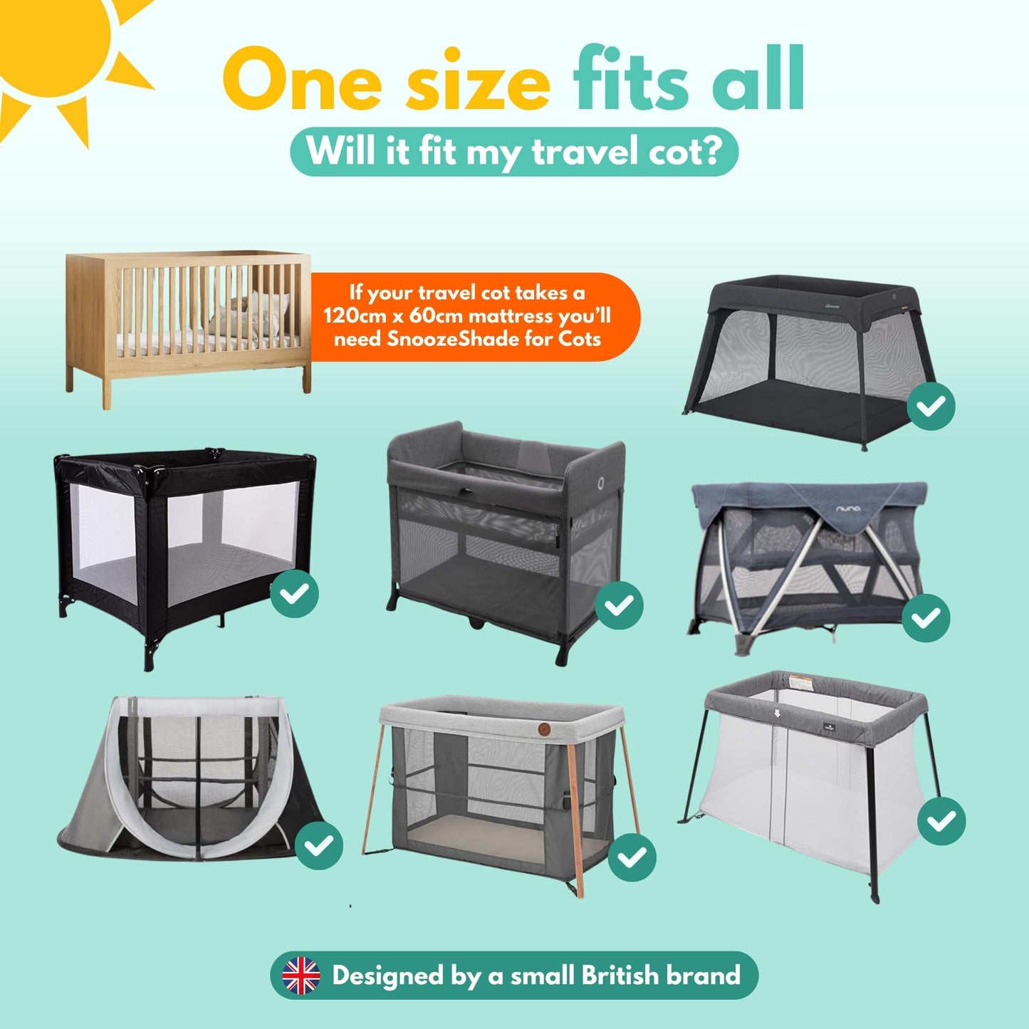SnoozeShade Travel Cot Blackout Cover and Sleep Canopy Breathable Baby Mesh Blocks 94% of Light, Universal Fit for Holiday Cribs Nursery Mosquito Protection and Naps Away from Home