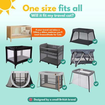 SnoozeShade Travel Cot Blackout Cover and Sleep Canopy Breathable Baby Mesh Blocks 94% of Light, Universal Fit for Holiday Cribs Nursery Mosquito Protection and Naps Away from Home