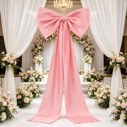 QIANGED Oversized Pink Velvet Bow 1Pc 23.6x70.8 inch, Ultra-Large Velvet Fabric for Cathedral Weddings, Giant Christmas Trees, Luxury Events, Romantic Statement Decor