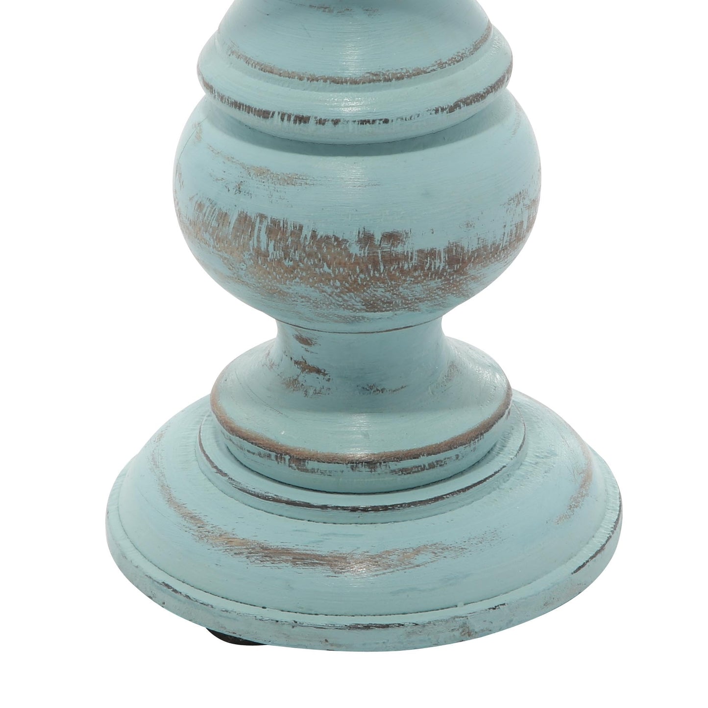 Deco 79 Mango Wood Decorative Candle Holder Distressed Turned Pillar Candle Stand, Set of 3 Candlestick Holder 6", 8", 10"H, Light Blue