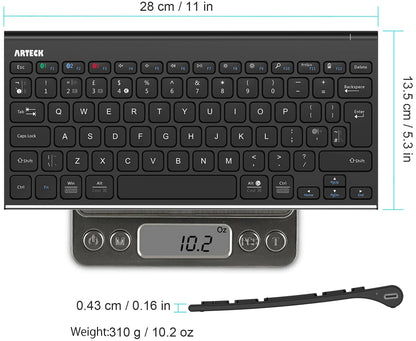 Arteck Bluetooth Keyboard, Stainless Steel Universal Portable Multi-Device Wireless Bluetooth Keyboard for iOS, Android, Windows iPad Tablet PC Smartphone