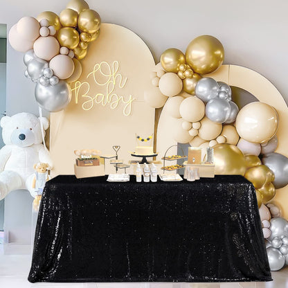 Sequin Table Clothes 50x102 inch Rose Gold Sequin Tablecloth Sequin Overlay Sparkle Table Decor for Wedding Sequin-50 x102 Black