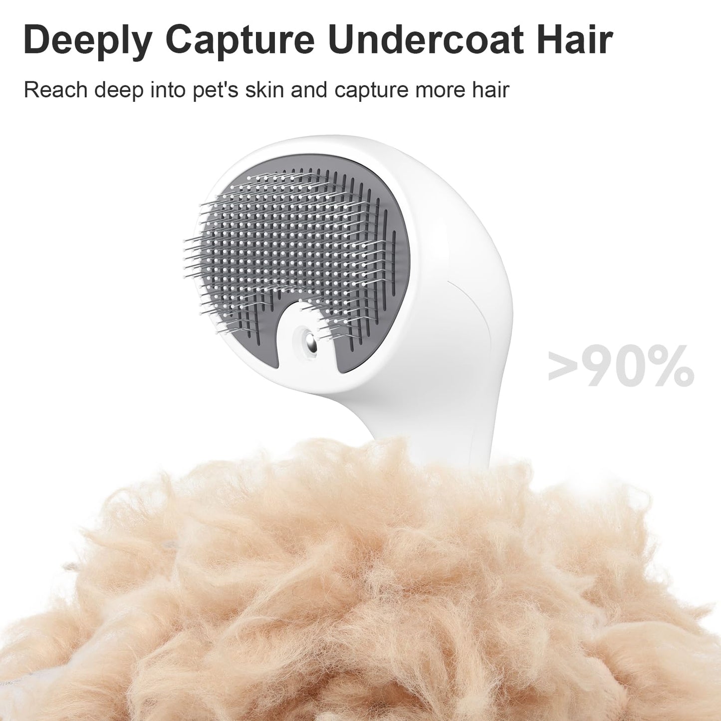 Euqvunn Steam Cat Brush with Release Button, [Ultra-Quiet Design/Comfort-Grip Handle] Pet Spray Dog Brush, Rechargeable Pet Steam Brush for Long Short Hair Cats, Dogs, Rabbits Grooming(Gray-White)