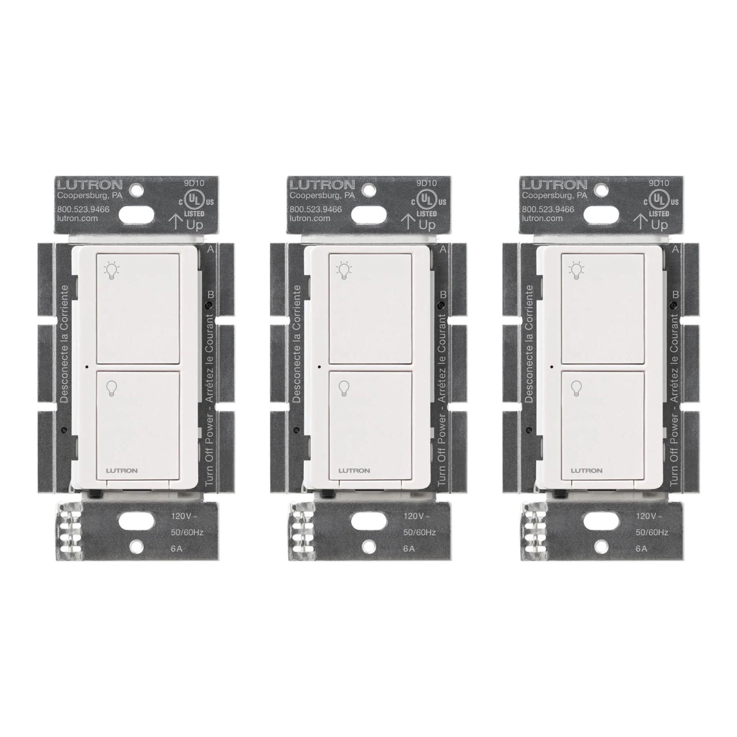 Lutron Caseta Original Smart Light Switch (Lutron Smart Hub Required), for Home, LED Lights, and Fans, 6 Amp, Single-Pole/3-Way, Neutral Required, PD-6ANS-WH, White
