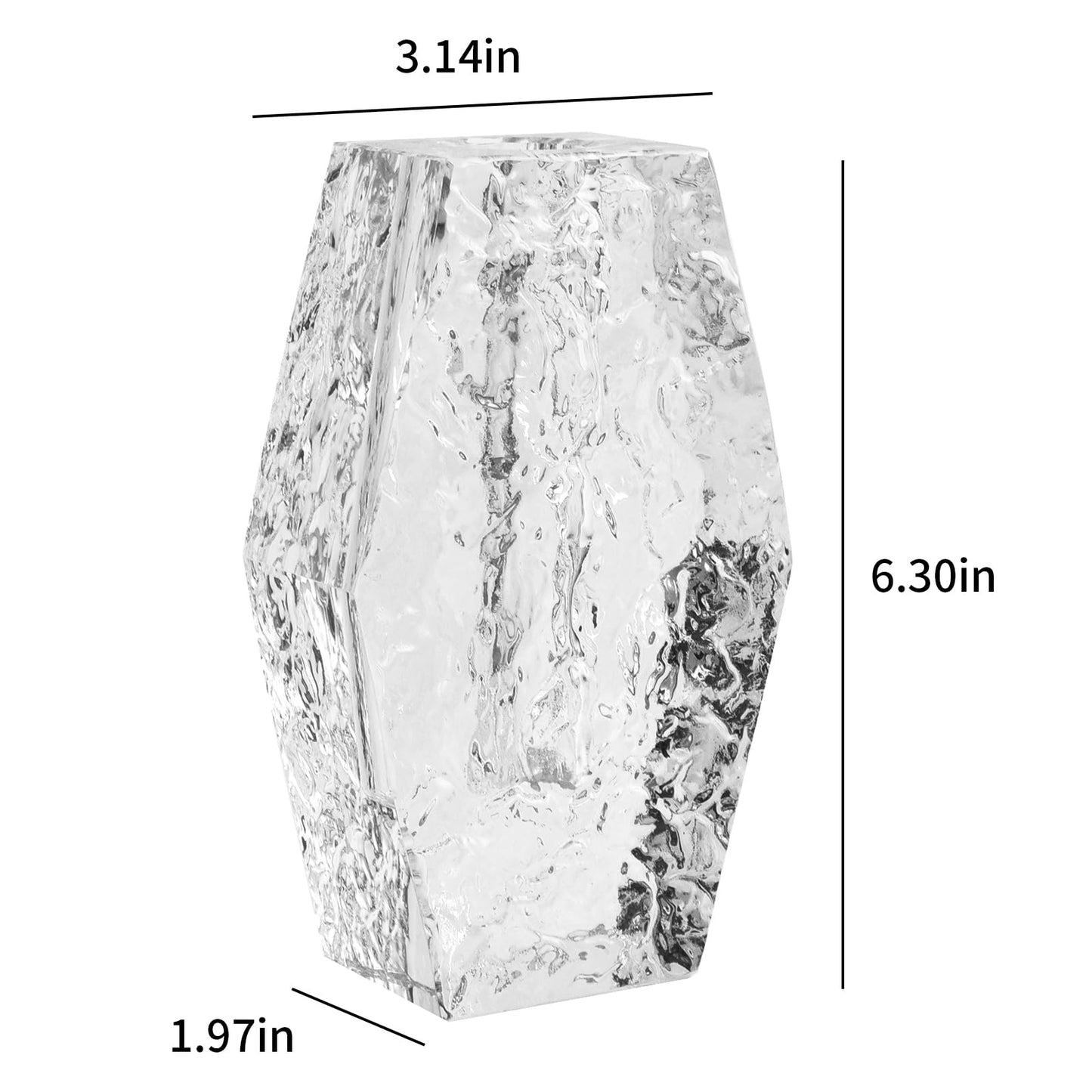 Glacier Series Crystal Vase 6.3-inch High, Modern Crystal Home Office Decor for Living Room Dining Table Centerpieces, Birthday and Wedding