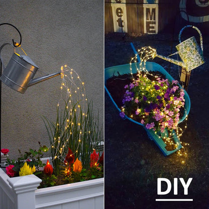 Soltuus Solar Powered Fairy Lights, 180 LEDs Multi Strand String Lights for Watering Can Outdoor, Waterproof Solar Waterfall Lights, Warm White Firefly Bunch Lights