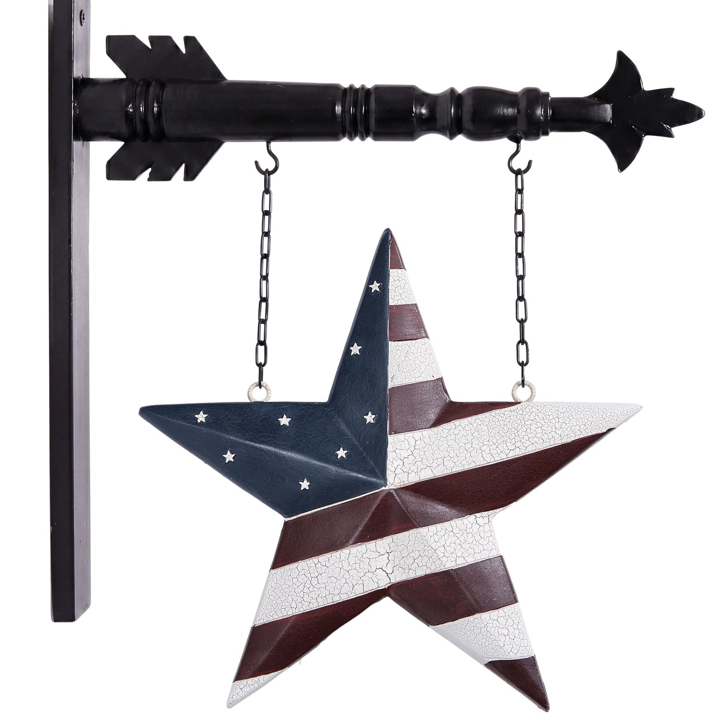 Bucherry 14 Inch Americana Star Arrow Replacement Sign Patriotic Porch Decoration 4th of July Outdoor Yard Decor Resin White Blue Red Hanging Sign for 4th of July Independence Day 250th Anniversary