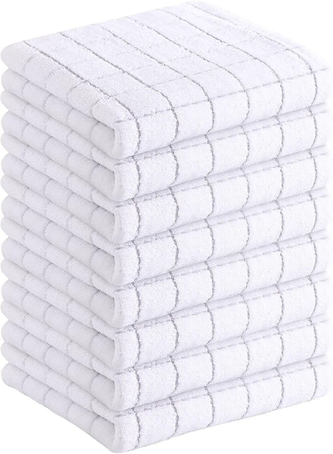 Homaxy 100% Cotton Terry Kitchen Towels, Checkered Designed, Soft and Super