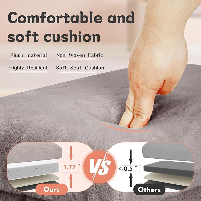 Ottoman with Storage, Folding Soft Fur Ottoman Foot Rest Stool with Thicker