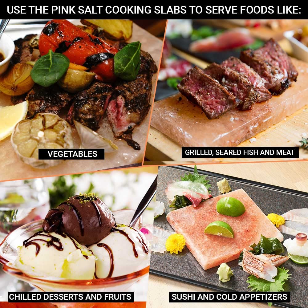 Pride Of India | Pink Salt Crystal Accessories (Pink Salt Crystal Cooking Tray - 8 by 4 inch) | Perfect for Grilling, Searing, Cutting, BBQ, Serving | Carries 84 Traces of Minerals
