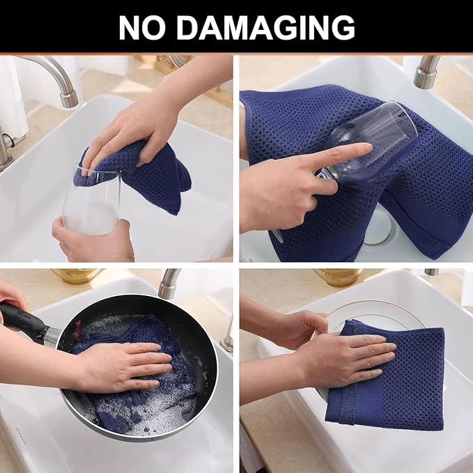 Homaxy Kitchen Towels and Dishcloths Set, 12 x 12 and 13 x 28 Inches, Super