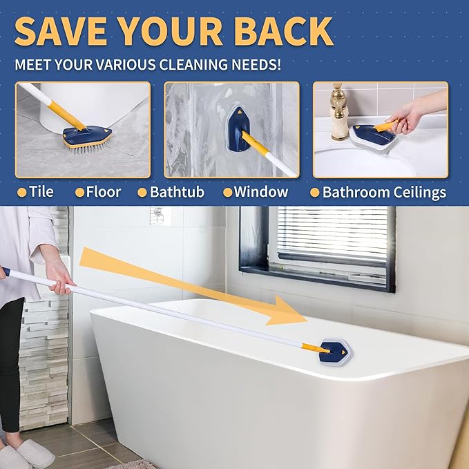 BOOMJOY Tub Scrubber with Long Handle, No Scratch Shower Cleaning Brush
