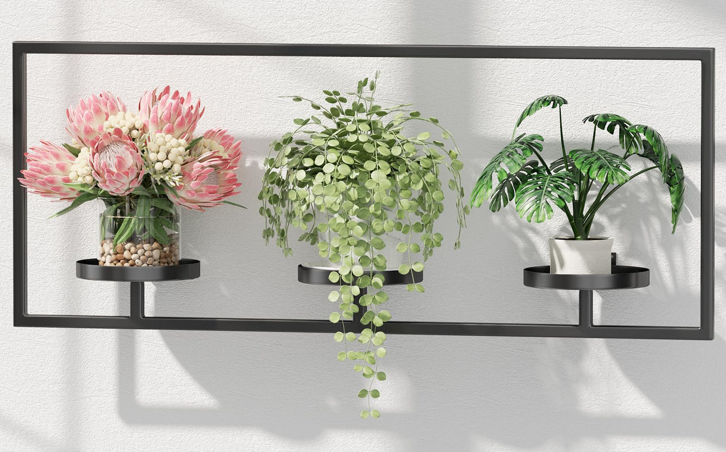 DEMEGA Wall Planters for Indoor Plants, Plant Frames Wall Decor Living Room Plant Stand Hanging Wall Plants Holder to Hold Large Pots Wall Plant Hanger Window Plant Shelves for Outdoor Entryway