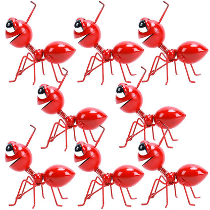 Cruis Cuka Metal Yard Art Garden Decor for Outside Cute Ants Yard Decorations Outdoor Lawn Ornaments Backyard Gifts for Mom - Set of 8（All Red）
