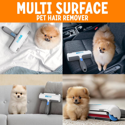 Triton Pet Hair Remover w/Fur Trapping Compartment - Easy to Use Pet Hair Removal Tool - Cat & Dog Hair Remover for Couch, Furniture, Clothes, Bedding, Car - Reusable Lint Roller