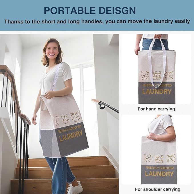 ELONG HOME 2 Pack Laundry Baskets, 92L Freestanding Laundry Basket