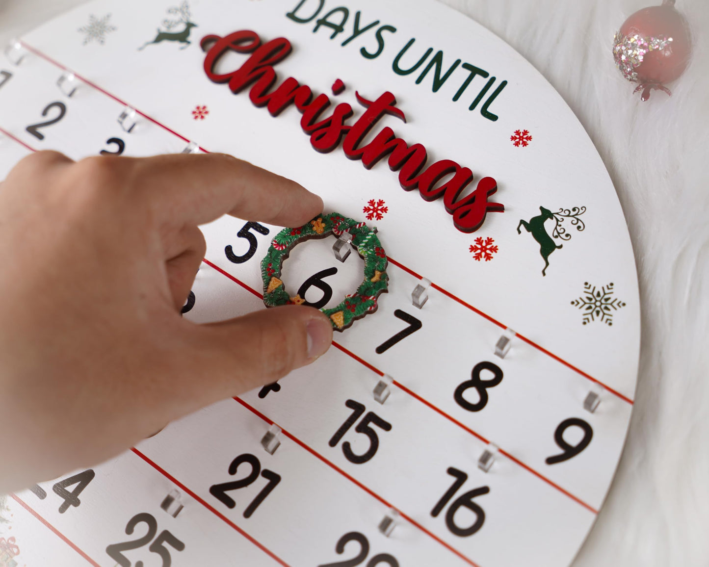 10.5'' Wooden Christmas Countdown Advent Calendar 2025 Day Until Xmas Decorations Wall Hanging Table Home Decor Welcome Door Sign Calendar Number Date Christian Holiday Gift HU-FR11-B