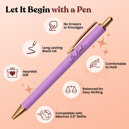 MESMOS 3Pcs Mindfulness Pen Set for Journaling, German-Ink & 1mm Swiss-Tip, Mindfulness Gifts, Luxury Pens for Women, Wellness, and Self Care Relaxing Gift, Writing Pens for Journaling No Bleed