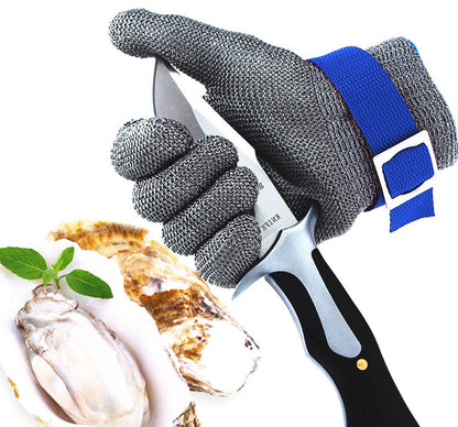 CPTDCL Level 9 Cut Resistant Glove Stainless Steel Mesh Metal Wire Glove Durable Rustproof Butcher Kitchen Cutting Protection (M)