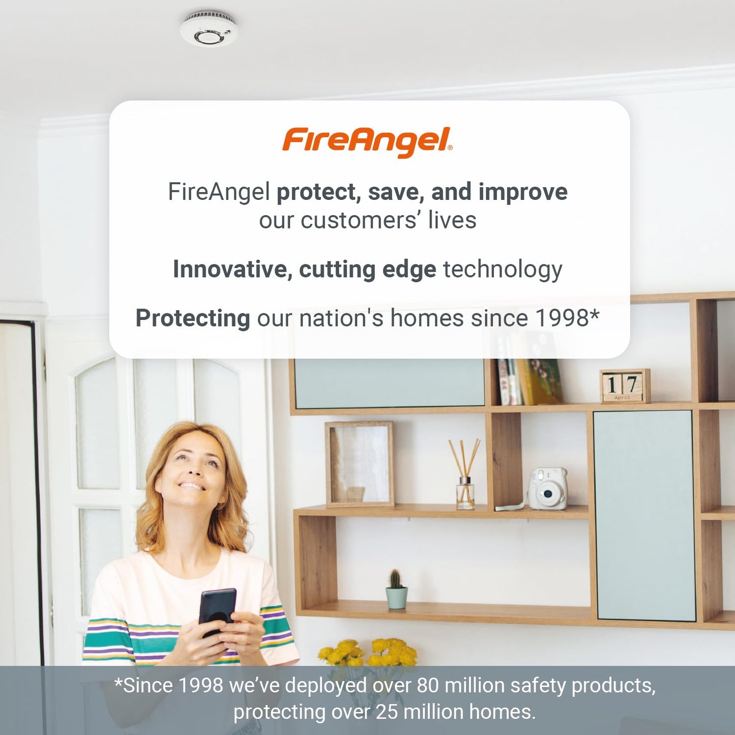 FireAngel Optical Smoke Alarm 2-Pack - FA6620 10-Year Battery Smoke Alarms for Home with Test/Silence Button - Replacement for FireAngel ST-622/ST-620 - Early Smoke Detector Fire Alarm - White