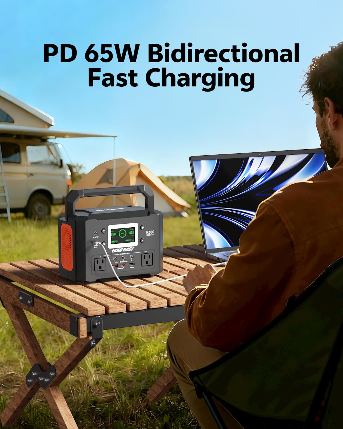 HOWEASY Portable Power Station 300W, 222Wh Solar Generator with 110V Pure Sine Wave AC Outlet & 65W USB-C Fast Charge for Camping, CPAP, Home Emergency, Travel(Solar Panel Not Included)