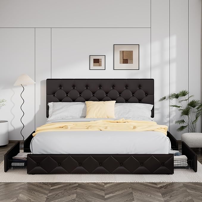 Allewie Upholstered King Size Platform Bed Frame