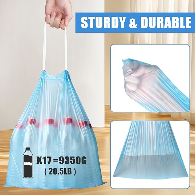 4 Gallon Trash Bags Drawstring 100 Count, JUKFITA Strong Small Garbage Bags