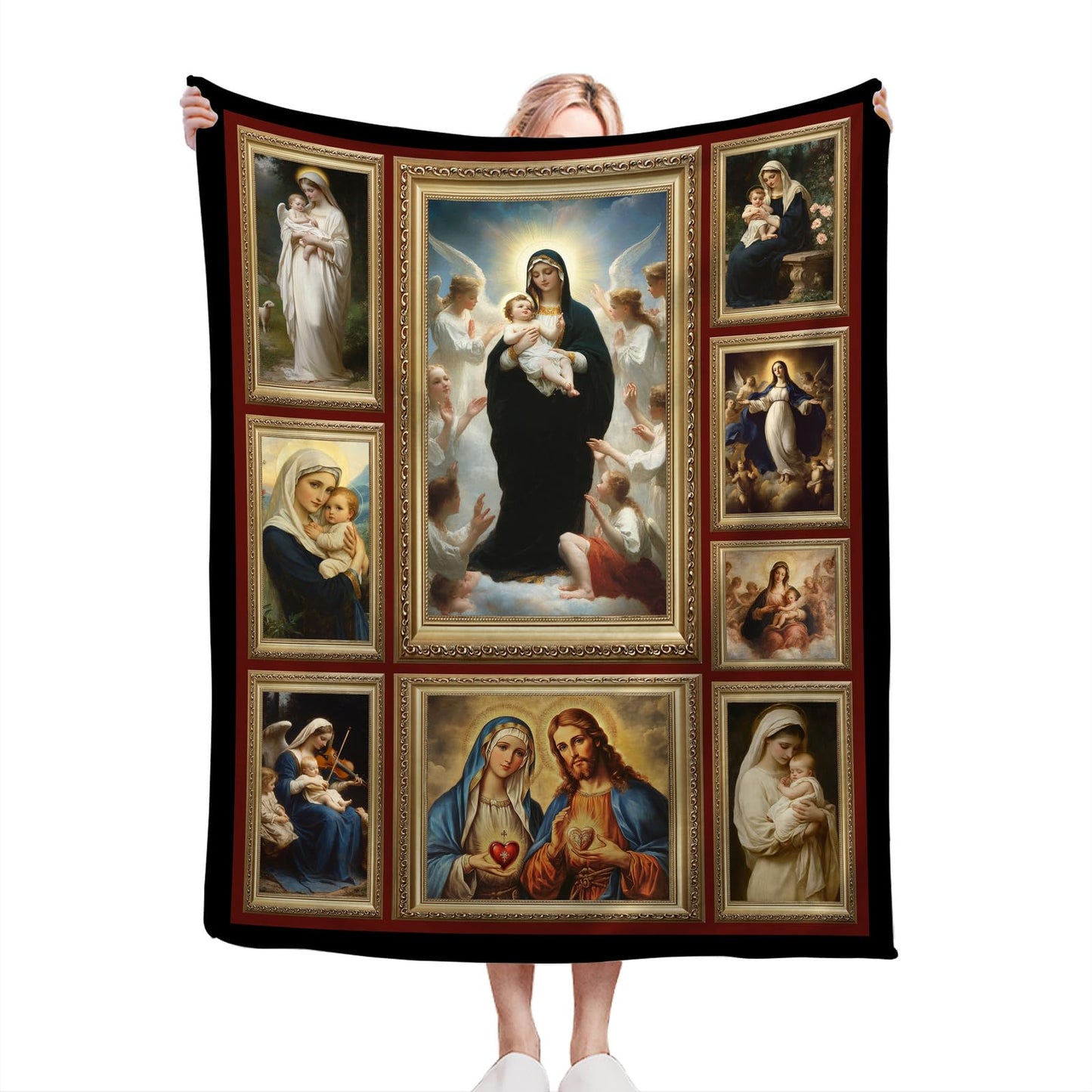 Virgin Mary Blanket Christian Catholic Mother of God Throw Blanket Soft Warm Cozy Fuzzy Plush Gifts for Girls Women Lightweight Fleece Flannel Stuff Gift for Kids Adults 50"X40"