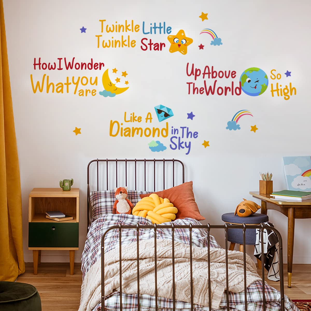 DEKOSH Baby Nursery Decor with Twinkle Twinkle Little Star Rhyme Wall Decal Set Peel and Stick Kids Wall Stickers for Playroom Classroom Children Bedroom