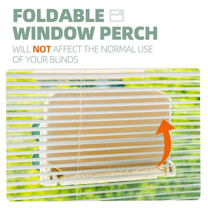 MEWOOFUN Cat Window Bed Hammock Large for 2 Cats - 60x30cm Foldable Cat Window Perch w/Reversible Mat, Upgrade Strong Suction Cups Sturdy Holds Up to 18kg, Beige