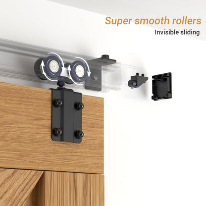 WINOVERCO 10FT/120'' Exterior Sliding Barn Door Hardware Kit, Box Rail Track,Heavy Duty Aluminium Alloy Wall Mount Kit for Indoor/Outdoor Single Door Use(NO Door)