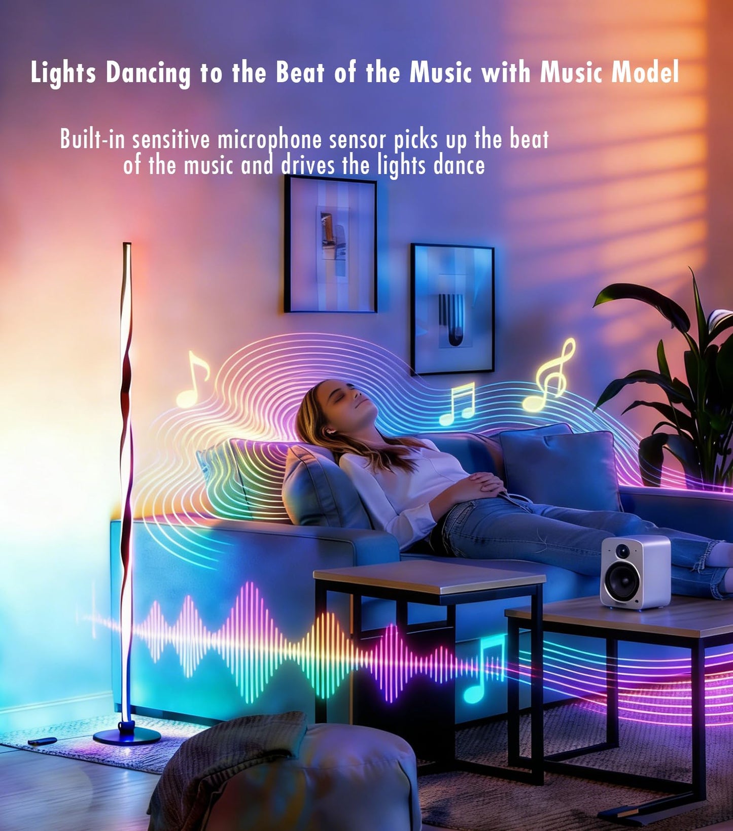 YUBOLE Smart RGBWIC Floor Lamp LED Corner Lamp Compatible with Alexa