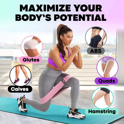 Fabric Resistance Bands for Working Out – 4 Durable Exercise Bands for Women & Men, Non-Slip & Non-Pinching Workout Bands – Multiple Resistance Levels Booty Bands for Legs Butt Glutes Hips Abs & More