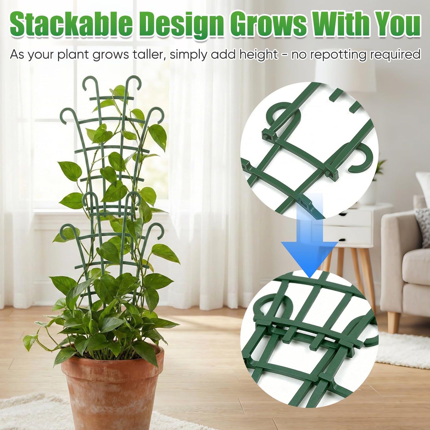 4PCS Indoor Small Trellis,Stackable Plant Trellis for Indoor Climbing Plants,Small Plant Climbing Trellis for Potted Plants Plastic Climbing,Potted Plant Trellis for Houseplants