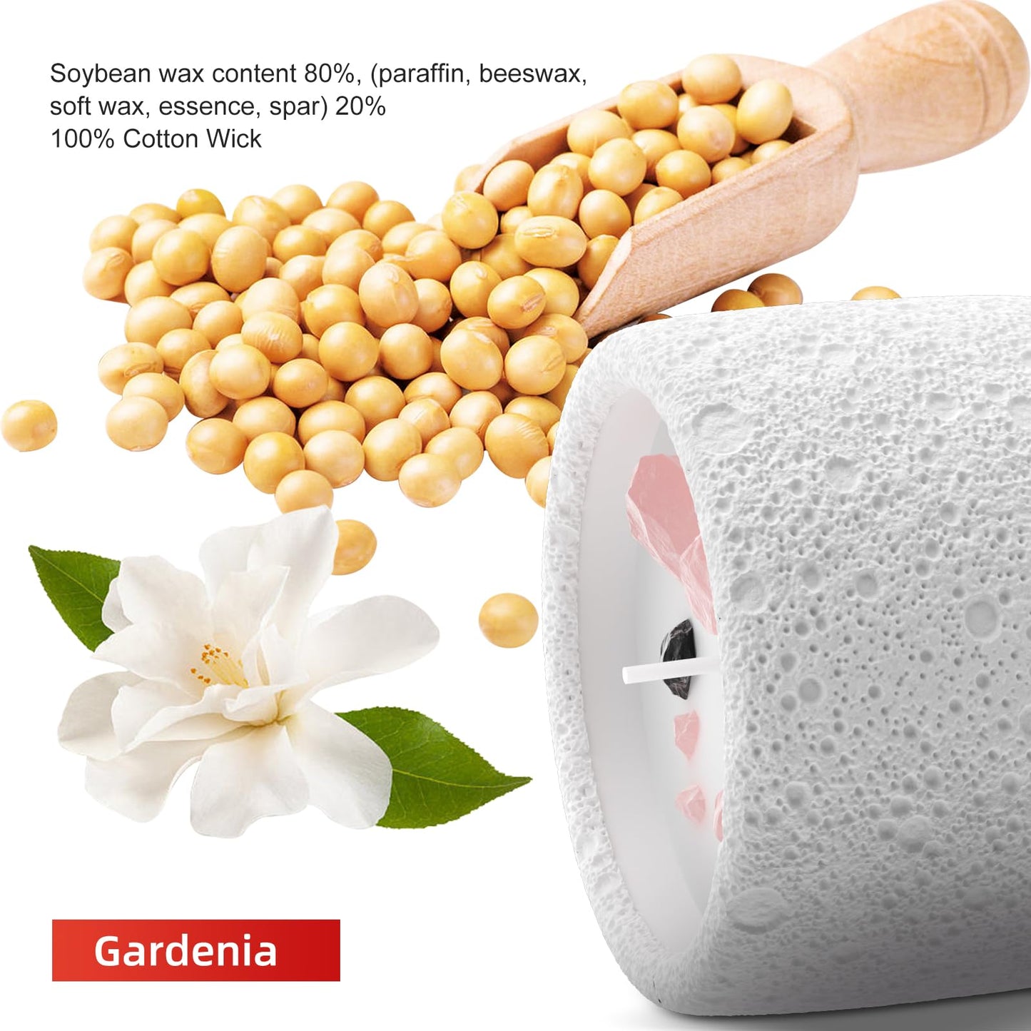 Gardenia Scented Candles Gypsum Jar Candle, Soy Candles for Home Fragrance & Decor, Ideal for Creating Relaxing Ambience & Holiday Gifting | 5.64 Oz (Gardenia)