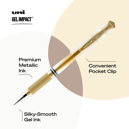 Uniball Signo 207 Gel Impact Stick Pens - 10 Assorted 1.0mm Bold Point Gel Pens for Smooth Writing