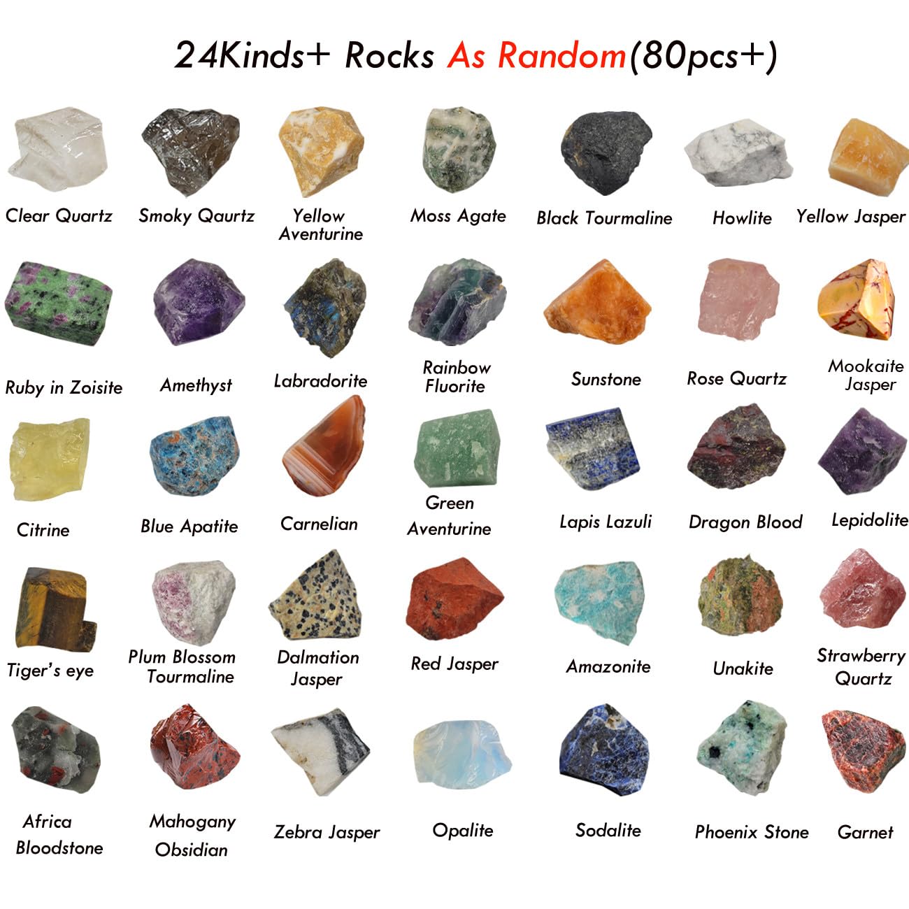 3lb Bulk Mini Rocks and Mineral Assortment Set Natural Rocks for Tumbling,24+Kinds Bulk Gemstone Raw Crystals Rough Stones for Polishing Wicca & Reiki Crystal Healing (3lb)
