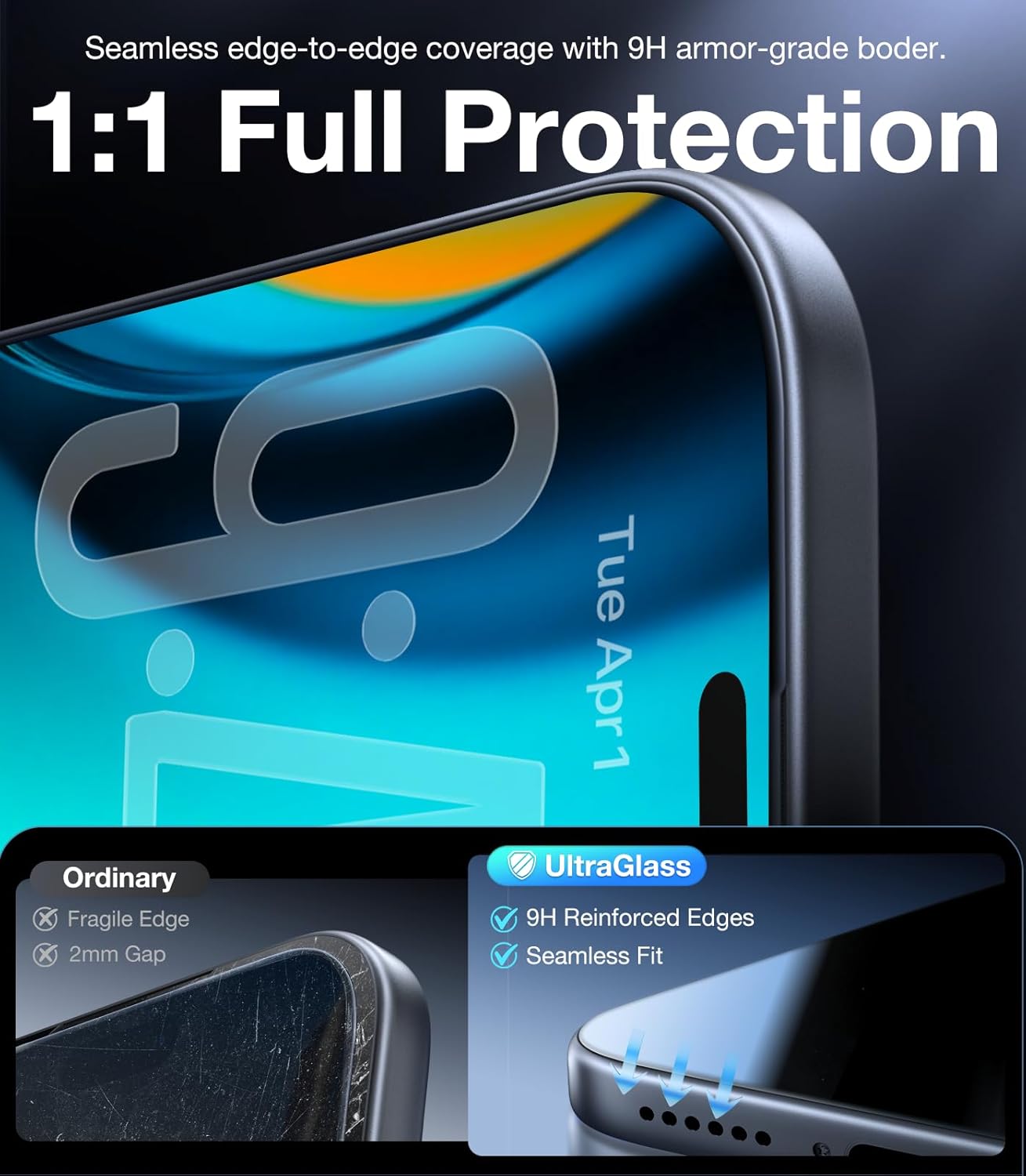 UltraGlass 9H+ Glass for iPhone 15 Pro Max Privacy Screen Protector [Invisible Privacy Armor] Screen Protector 15 Pro Max Tempered [Full Coverage & Longest Durable] 15 ProMax, 2 Pack
