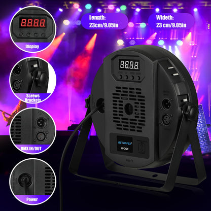 BETOPPER Stage Lighting 120W Par Light RGBW 4-in-1 Stage Lights, DJ Light DMX for Concert and Events,4 Packs