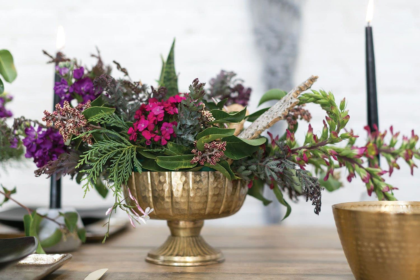Accent Decor Distressed Gold Metal Compote Bowl | Gold Compote Vase l Lita Metal Vase l Indoor and Outdoor Compote for Any Event