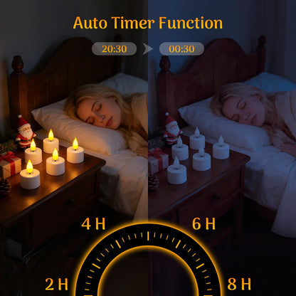 Lacasa Rechargeable LED Tea Lights, 12 Pack Flameless Candles with Remote Control Timer & Charging Base, Battery Operated Flickering Votive Candles for Wedding, Halloween, Christmas, Home Decor