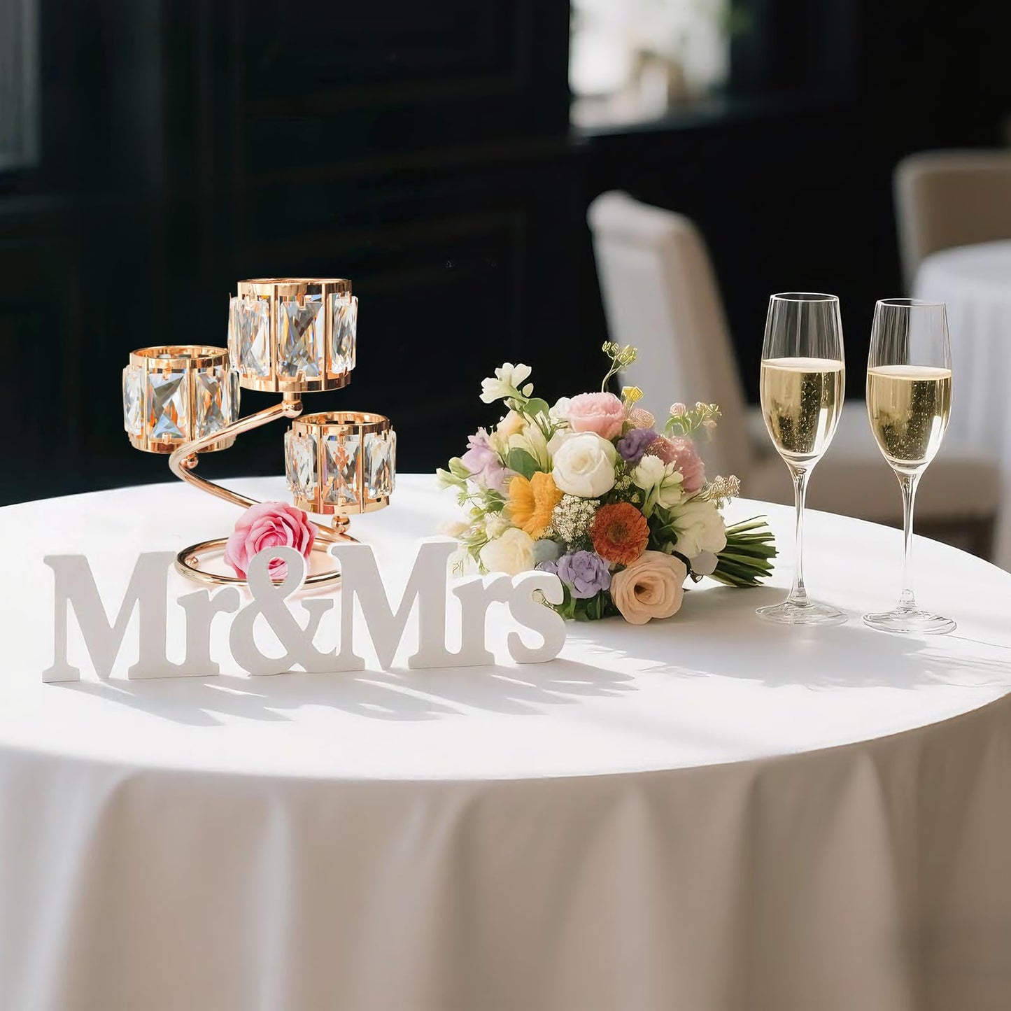 Metal 3 Arm Crystal Candle Holder - Tea Light Centerpiece Candle Holder, Votive Holder with Sparkling Crystal Bowl, Suitable for Wedding, Table Centerpiece, Home Decor (1, 3 arm-Gold)