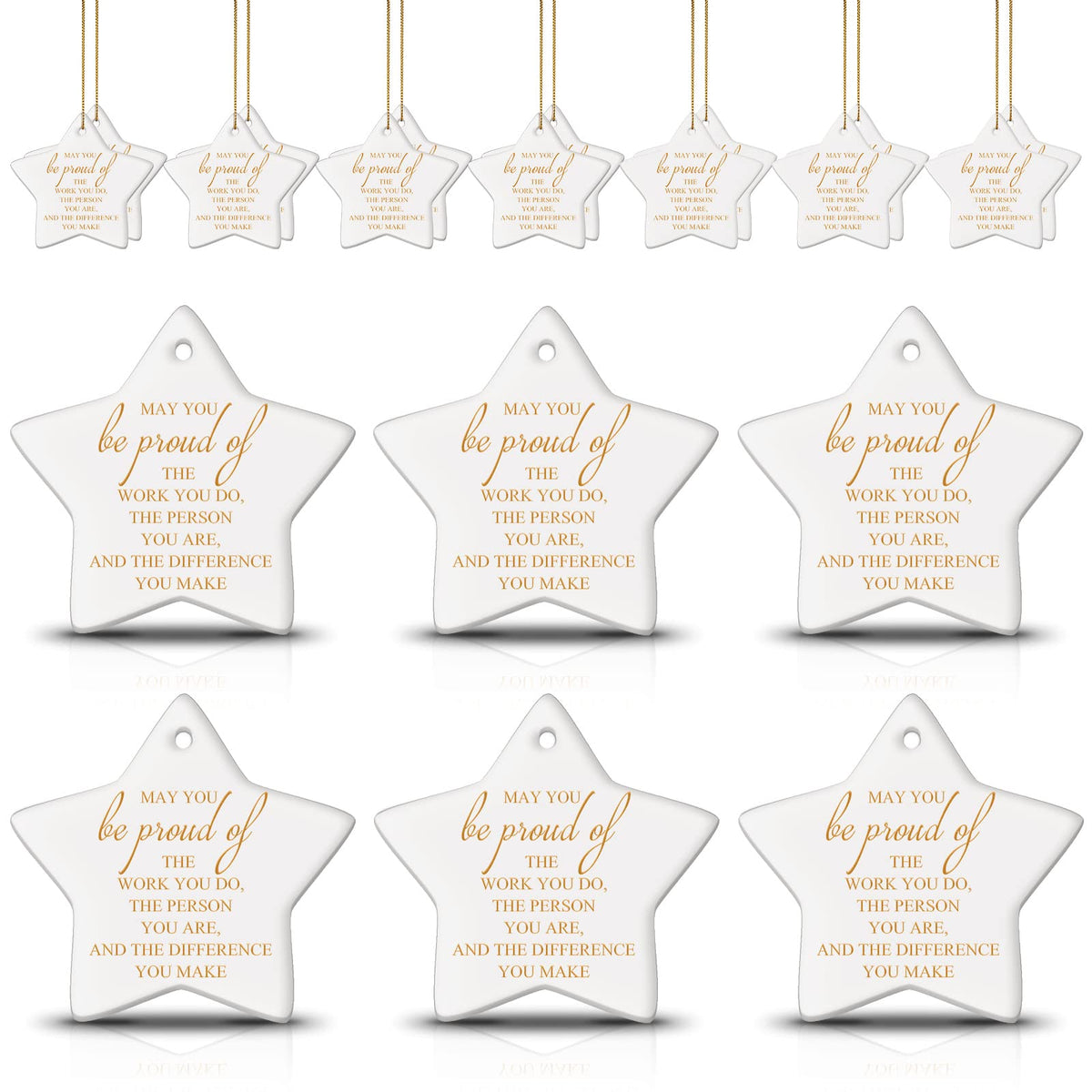 Sieral 20 Pieces Christmas Appreciation Gift for Employee Women Star Shaped Ornaments Thanksgiving Ceramics Hanging Plaque Keepsake Christmas Tree Ornaments for Customer Service Vet Tech Week Nurse