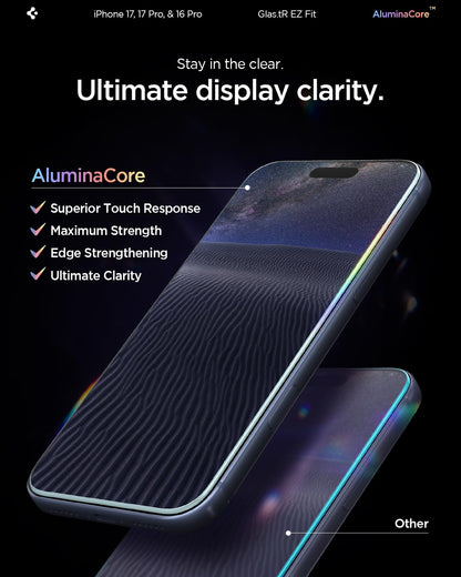 Spigen Glas.tR EZ Fit Tempered Glass Screen Protector for iPhone 17 Pro / 17, iPhone 16 Pro - 2 Pack