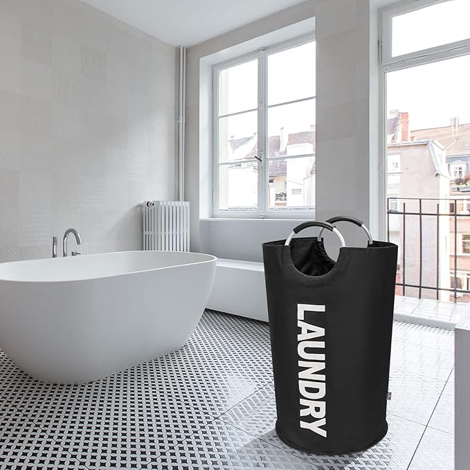 DOKEHOM 90L Large Laundry Basket, Collapsible Laundry Bag, Freestanding Tall
