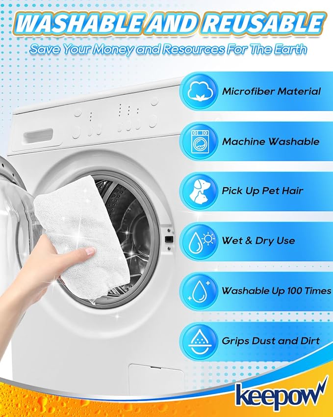 KEEPOW 4PCS Extra Large Microfiber Cleaning Clothes, Washable Reusable