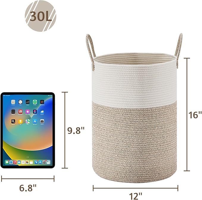 VIPOSCO Tall Laundry Hamper, Woven Rope Storage Basket