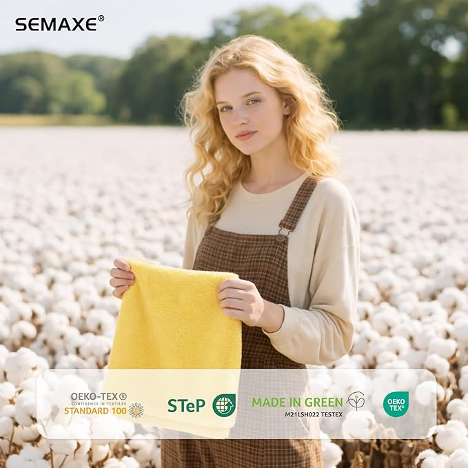 SEMAXE Yellow Hand Towels for Bathroom, 100% Cotton Towels