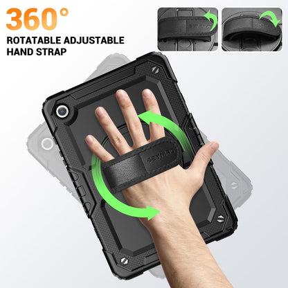 SEYMAC Case for Samsung Galaxy Tab A9 Plus 11 inch 2023, Shockproof Protective Galaxy A9 Plus Tablet Case With Screen Protector/Hand Strap/Rotating Stand,SM-X210/SM-X216/SM-X218 Case, Black